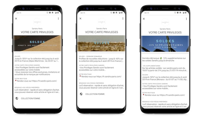 Carte Privilèges Sandro mise à jour pendant les soldes dété 2019 sur Android
