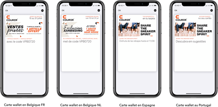 Cartes wallet courir belge, espagnole et portugaise