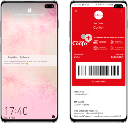 Conforama envoie des notifications push de rappel avant la date dexpiration dun chèque fidélité