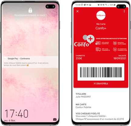 Conforama envoie des notifications push de rappel avant la date dexpiration dun chèque fidélité