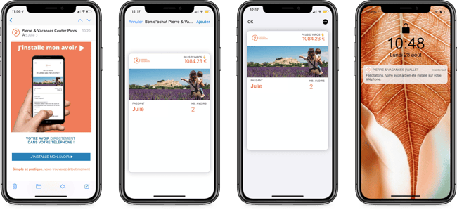 Dématérialisation de la carte Pierre & Vacances Center Parcs via un email dédié Apple