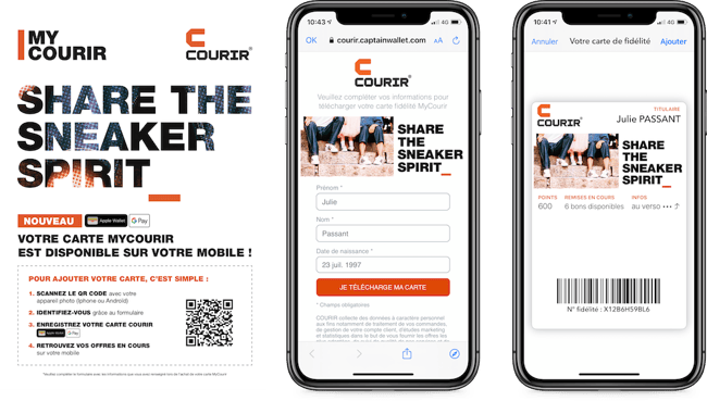 Dématérialisation de la carte de fidélité Courir en France via un flyer en point de vente