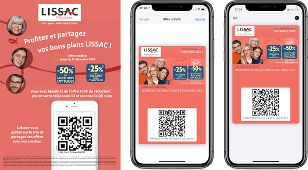 Dématérialisation du coupon LISSAC dans le wallet via un QR code en point de vente
