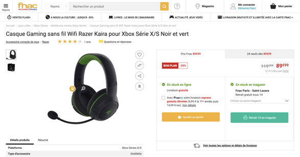 Exemple du click and collect chez la Fnac