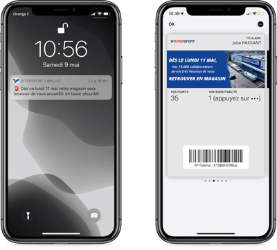 Intersport annonce la réouverture de ses boutiques sur wallet mobile