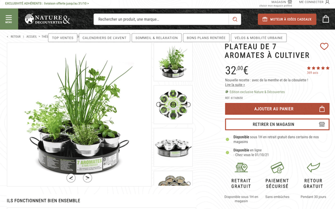 Lexemple de Nature & Découvertes pour le Click & Collect