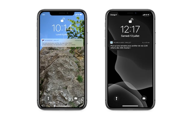 Notifications push dalerte ou de rappel sur wallet mobile