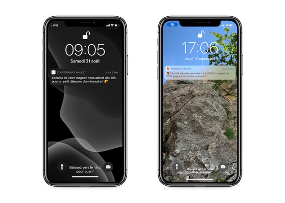 Notifications push marketing sur wallet mobile - anniversaire et jeu concours