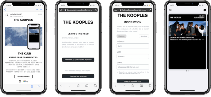 Parcours de dématérialisation via email The Kooples