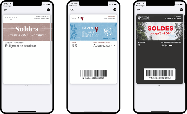Pass dématérialisés dans les wallet mobile mis à jour à loccasion des soldes 2020 - Sandro, Lavinia et Nature & Découvertes - Captain Wallet