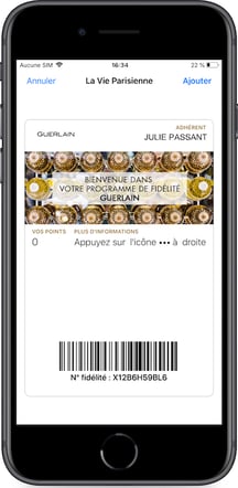 Programme de fidélité Guerlain en un clic sur wallet mobile