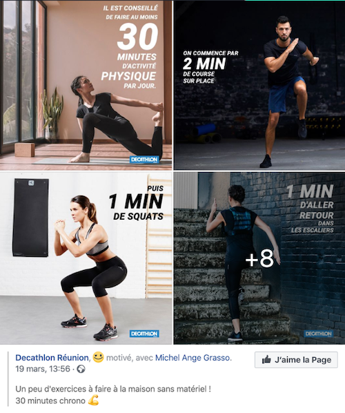 Tutoriels sportifs de Decathlon sur Facebook